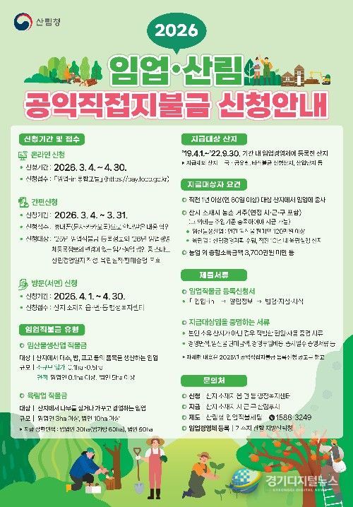 2026년 임업산림공익직접지불금 신청안내 포스터